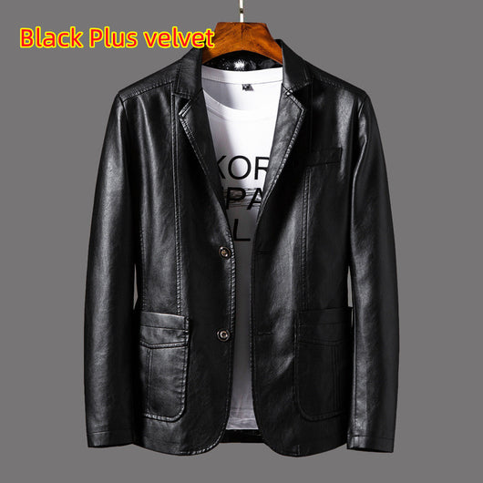 Chaqueta de Cuero para Hombre Otoño Invierno Solapa Delgada - Image 7