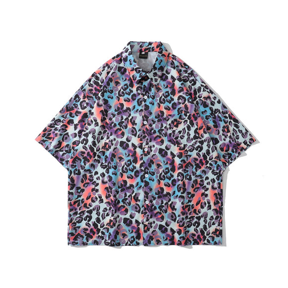 Camisa Floral Manga Corta Hombre Oversize Hip Hop Street