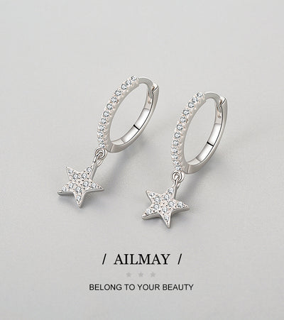 Aretes de Plata 925 con Circonitas Micro-incrustadas en Forma de Estrella - Image 6