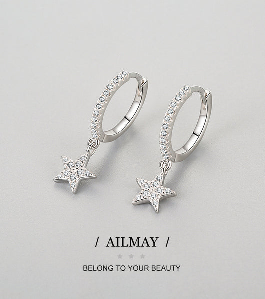 Aretes de Plata 925 con Circonitas Micro-incrustadas en Forma de Estrella - Image 6