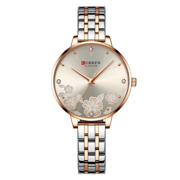 Reloj de Cuarzo para Mujer con Correa de Acero y Diseño Floral - Image 4