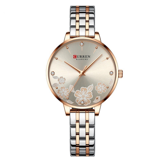 Reloj de Cuarzo para Mujer con Correa de Acero y Diseño Floral - Image 4