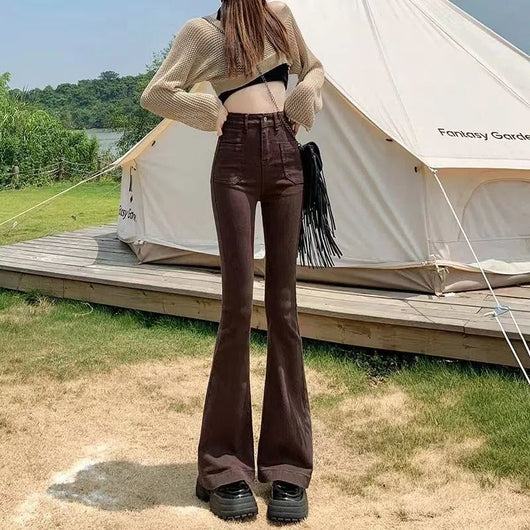 Pantalones Acampanados Cintura Alta Reductores Efecto Moda Urbana