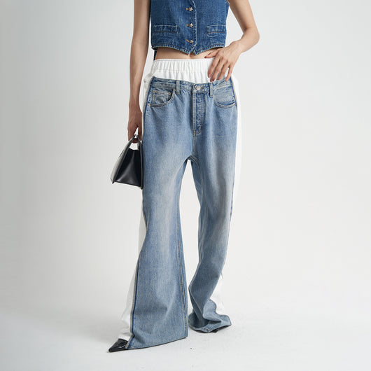 Jeans Patchwork Cintura Alta Loose Fit para Mujer - Image 2