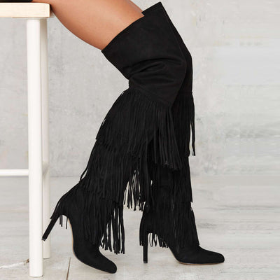 Botas Altas con Flecos y Tacón - Image 9