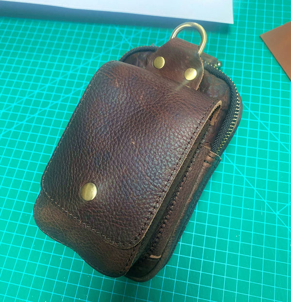 Bolsa de Cintura en Cuero para Hombre con Gancho