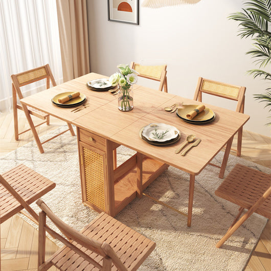 Mesa Comedor Plegable de Ratán Multifuncional para el Hogar - Image 11