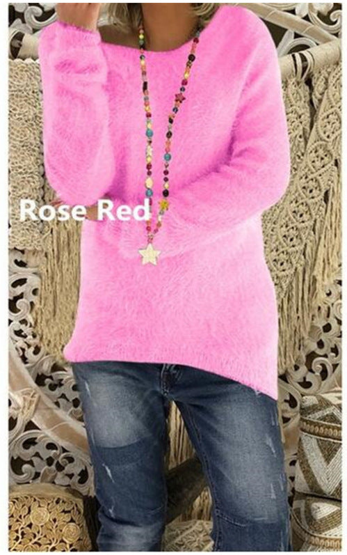 Suéter Holgado de Manga Larga Liso para Mujer - Otoño e Invierno - Image 25