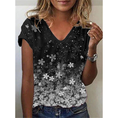 Playera Cuello V Estampado Geométrico Abstracto