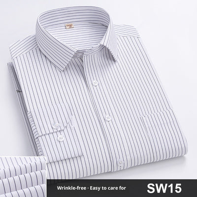 Camisa de Trabajo Manga Larga a Rayas Azules para Hombre - Image 14