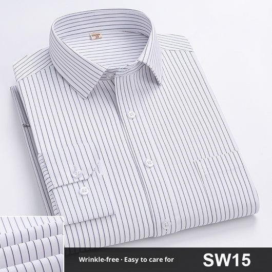 Camisa de Trabajo Manga Larga a Rayas Azules para Hombre - Image 14