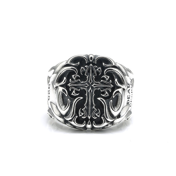 Anillo de Plata 925 Pesado Industrial con Cruz para Hombre - Image 2