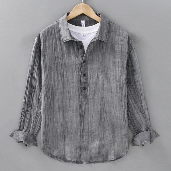 Camisa de Lino Casual con Textura Arrugada
