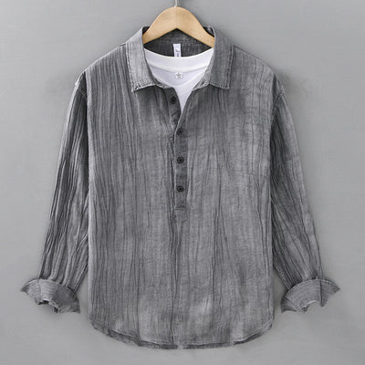 Camisa de Lino Casual con Textura Arrugada
