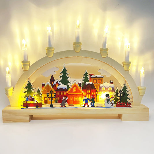 Puente Navideño Luminoso de Madera con LED