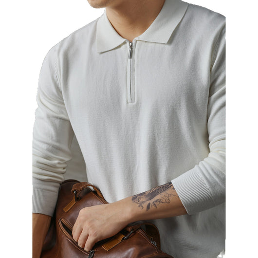 Suéter Polo de Manga Larga con Cierre Medio para Hombre - Image 5