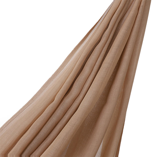 Pañuelo de Algodón y Lino Monocrómático con Ala Ancha - Image 2