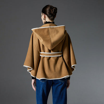 Poncho Abrigo Reversible de Lana con Capucha - Image 2
