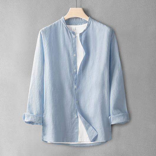 Camisa de Lino Casual Holgada para Hombre - Manga Larga Estilo Retro - Image 3