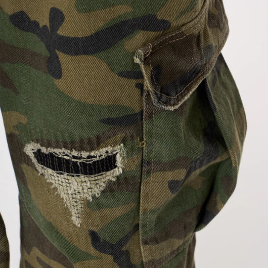 Pantalones Cortos Cargo Camuflaje Rotos con Parches Retro para Mujer - Image 11