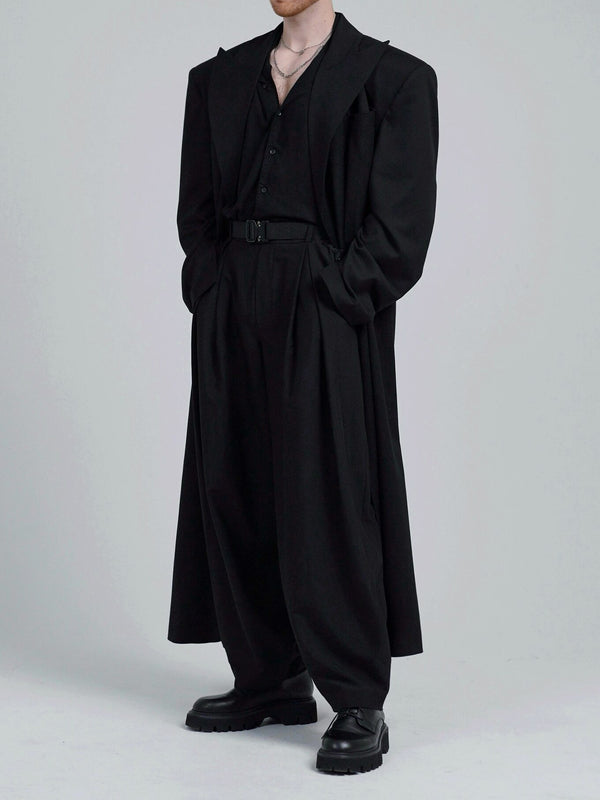 Abrigo Largo Cruzado Oversized en Negro
