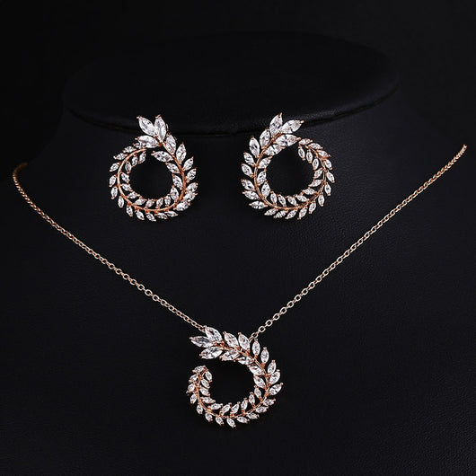 Conjunto de Joyería Nupcial Rama de Olivo - Collar y Aretes Elegancia Clásica - Image 9