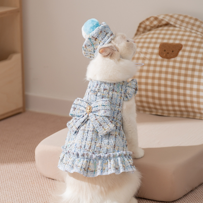 Vestido Elegante Tipo Chanel con Moño para Mascotas - Abrigo Cálido para Otoño e Invierno - Image 36