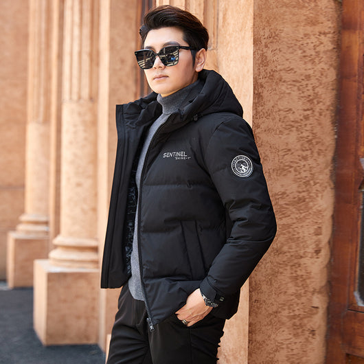 Chaqueta Acolchada con Capucha para Hombre en Plumón Blanco - Image 3