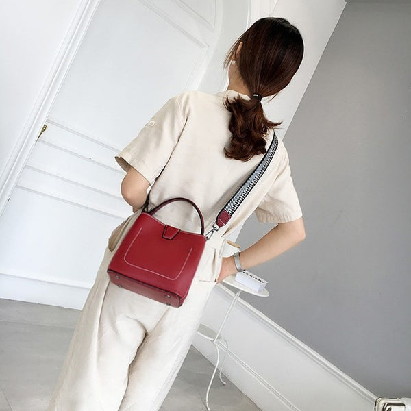 Bolso Bucket Crossbody de Moda para Mujer con Correa Ancha