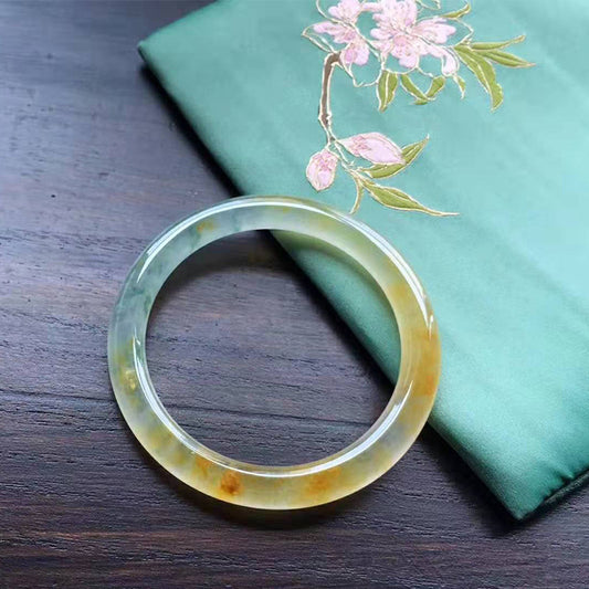 Pulsera de Jade Natural Translúcido Estilo Hielo - Diseño Redondo