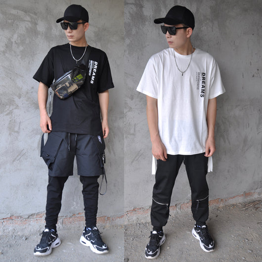 Playera Suelta Hip Hop Street Style con Abertura Lateral Manga Media - Image 11