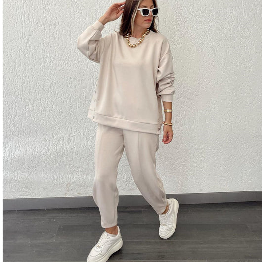 Conjunto Deportivo Casual: Camisa Manga Larga con Botones + Pantalón Ajustado - Image 2