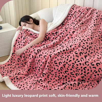 Manta de Tafetán Jacquard Estampado Leopardo Doble Capa - Image 13