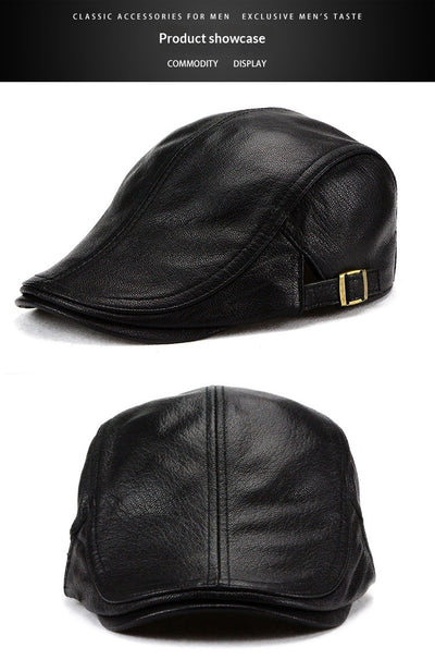 Gorra de Cuero Estilo Coreano Delgada para Otoño e Invierno - Caballeros Maduros - Image 11
