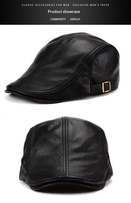 Gorra de Cuero Estilo Coreano Delgada para Otoño e Invierno - Caballeros Maduros - Image 11