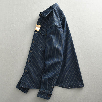 Camisa Denim a Rayas para Hombre - Estilo Ejecutivo - Image 3