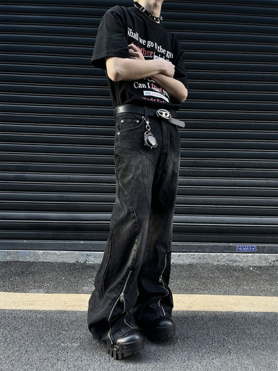 Pantalones Vaqueros Acampanados con Doble Cierre - Corte Holgado y Pierna Ancha - Image 6