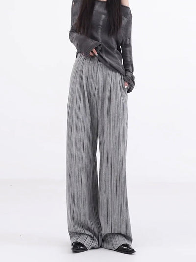 Pantalones Anchos Plisados con Rayas - Corte Casual Elegante - Image 10