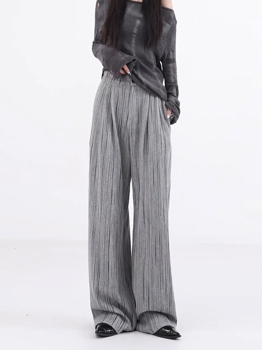 Pantalones Anchos Plisados con Rayas - Corte Casual Elegante - Image 10