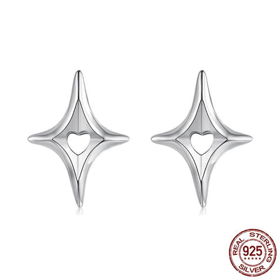 Aretes de Plata Esterlina 925 con Diseño de Estrella Hueca Personalizable Estilo Moderno - Image 11