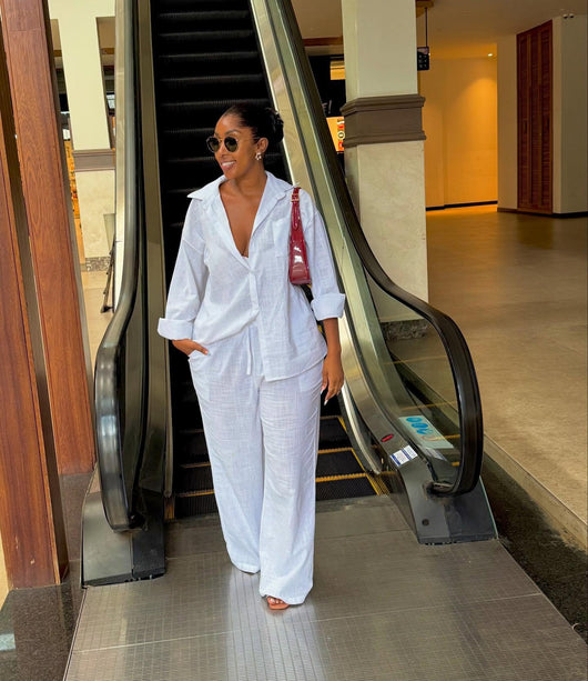 Conjunto Elegante: Camisa Blanca Suelta y Pantalón Ancho de Pierna Amplia - Image 18