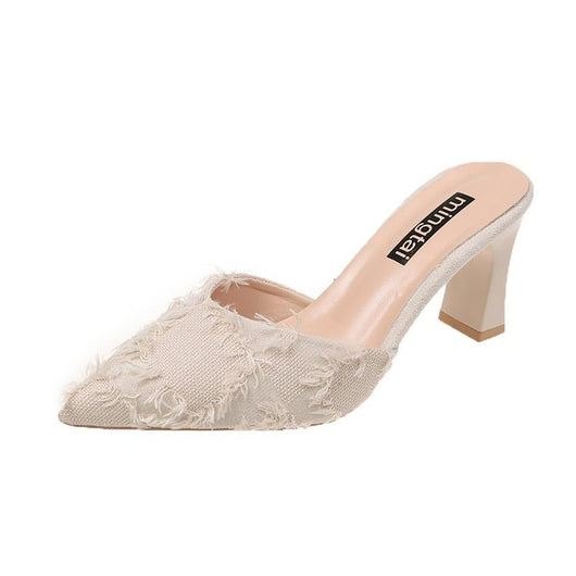 Sandalias y Pantuflas Tipo Baotou con Tacón Medio y Punta Afilada para Mujer - Image 6