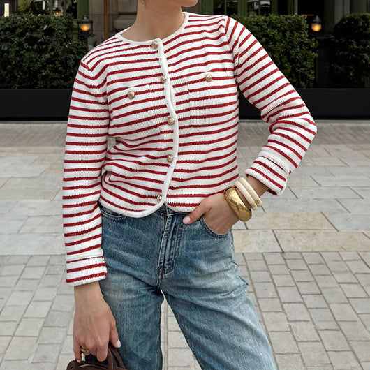 Camisa Casual a Rayas con Botones - Estilo Europeo y Americano