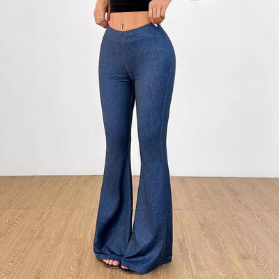 Pantalones Acampanados Denim de Cintura Alta con Estampado para Mujer - Image 11