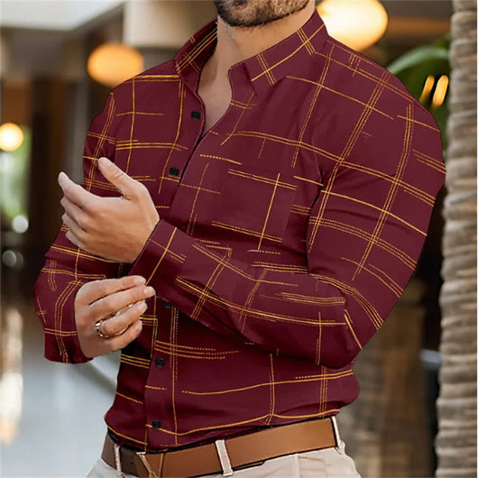 Camisa Casual de Rayas Sólidas para Hombre - Primavera y Otoño - Image 12