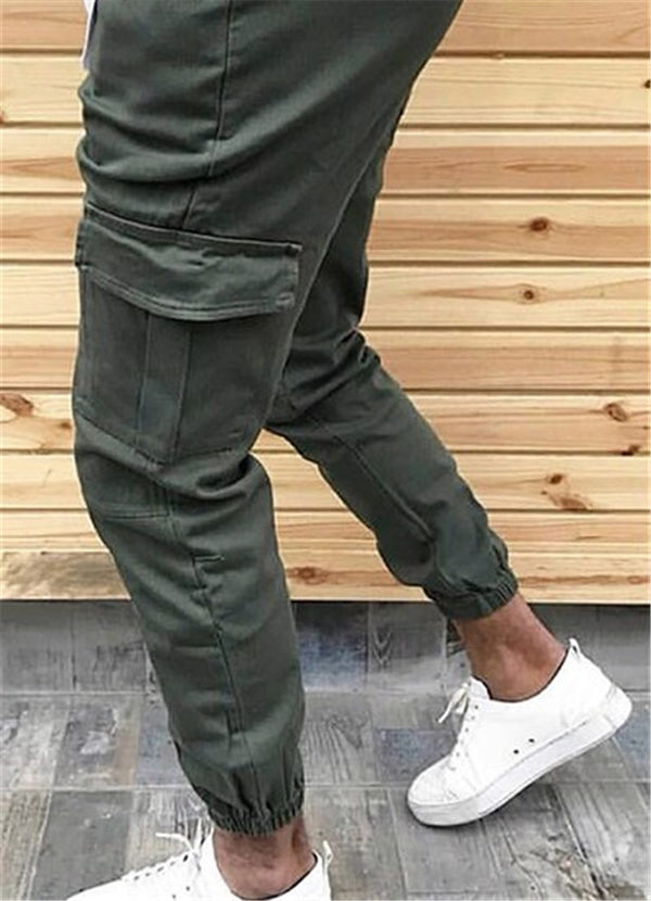 Pantalones Casuales para Hombre con Bolsillos Parche y Corte Relajado