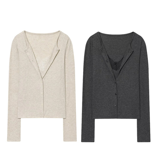 Blusa Base Layer Efecto Dos Piezas con Encaje