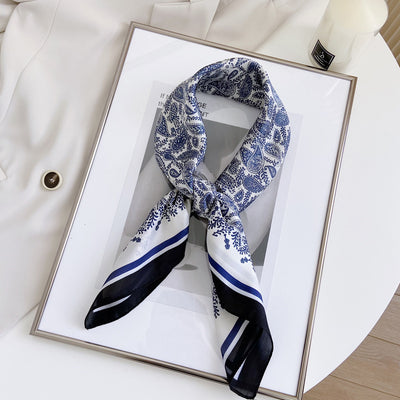 Pañuelo de Seda Cuadrado Rayas Blanco y Negro - Accesorio Versátil para Primavera - Image 5