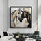 Cuadro Abstracto de Caballos Pintado a Mano - Arte Moderno en Blanco y Negro para Oficina