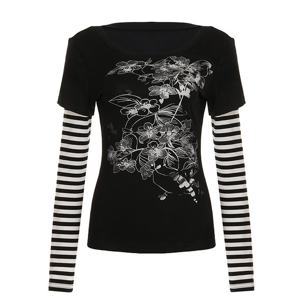 Blusa Casual de Rayas con Efecto Dos Piezas y Manga Larga - Image 6